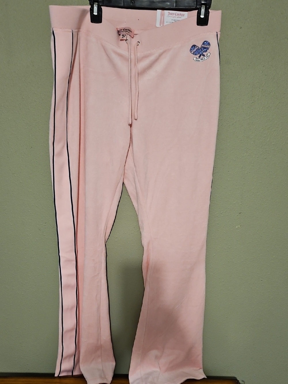 Juicy Couture Pink Velour Joggers with Side Stripes